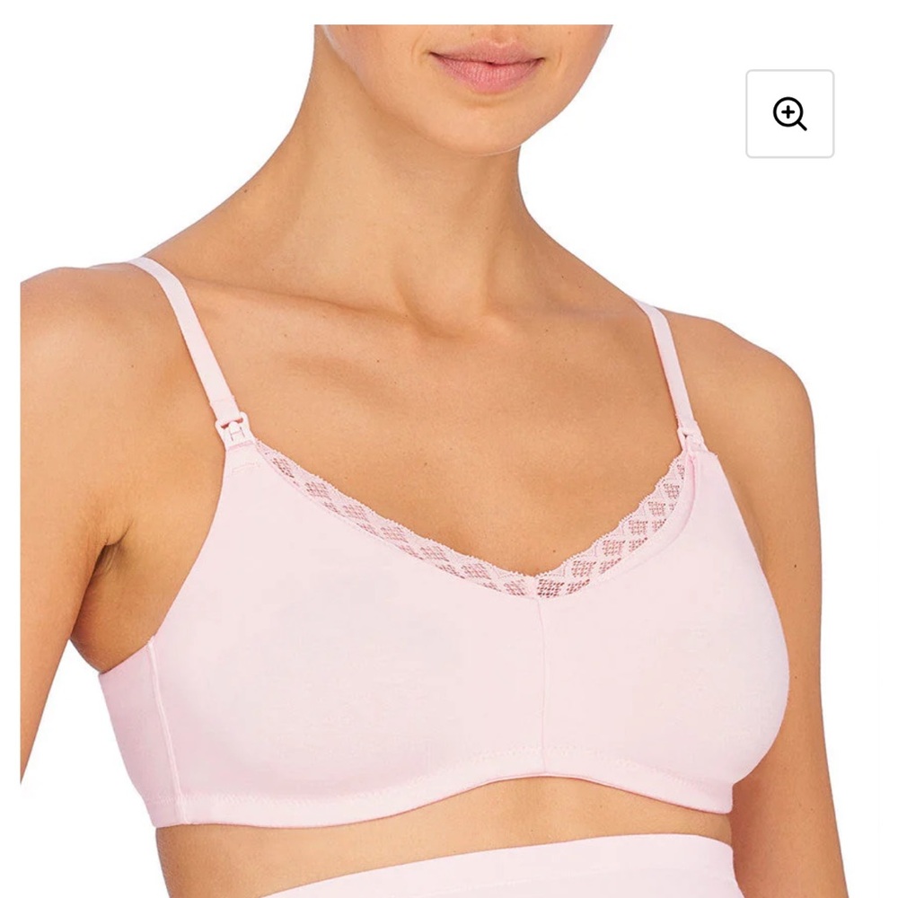 Nursing Maternity Bra Natori Bliss Light Pink Lace Trim Wireless